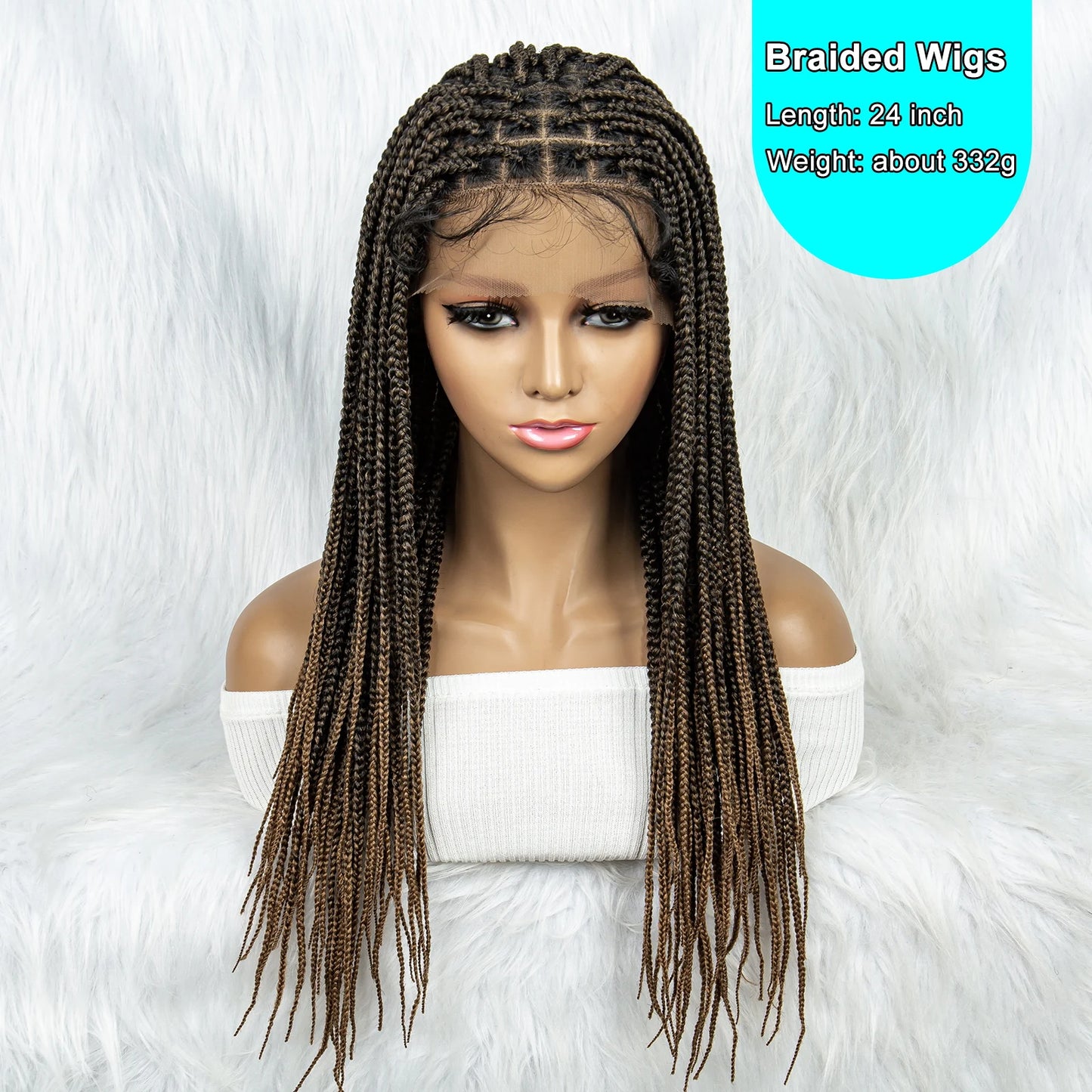 Colorful Knotless Box Braids Wig | Full Lace Front with Baby Hair Luxegan