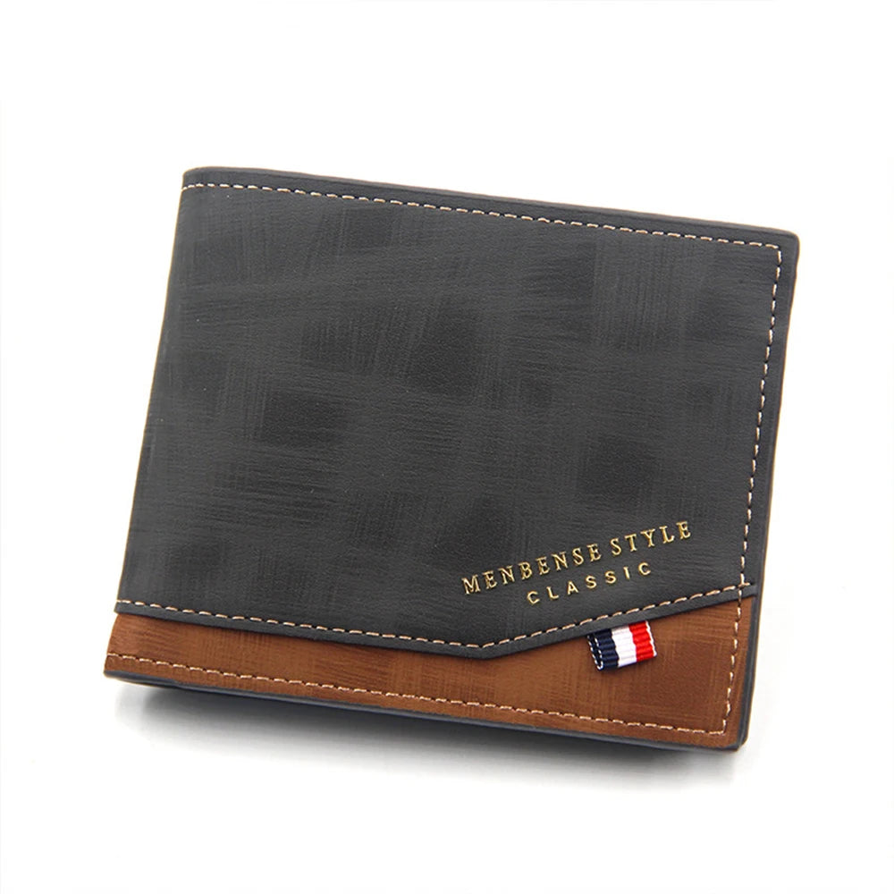 Slim Classic Men's Wallet | Sophisticated "Frosted Leather" Silhouette | Quality Card Holder & Photo Pouch Billfold | "Dignified" High-Performance PU Short Purse for Radiant Versatile Styling Luxegan