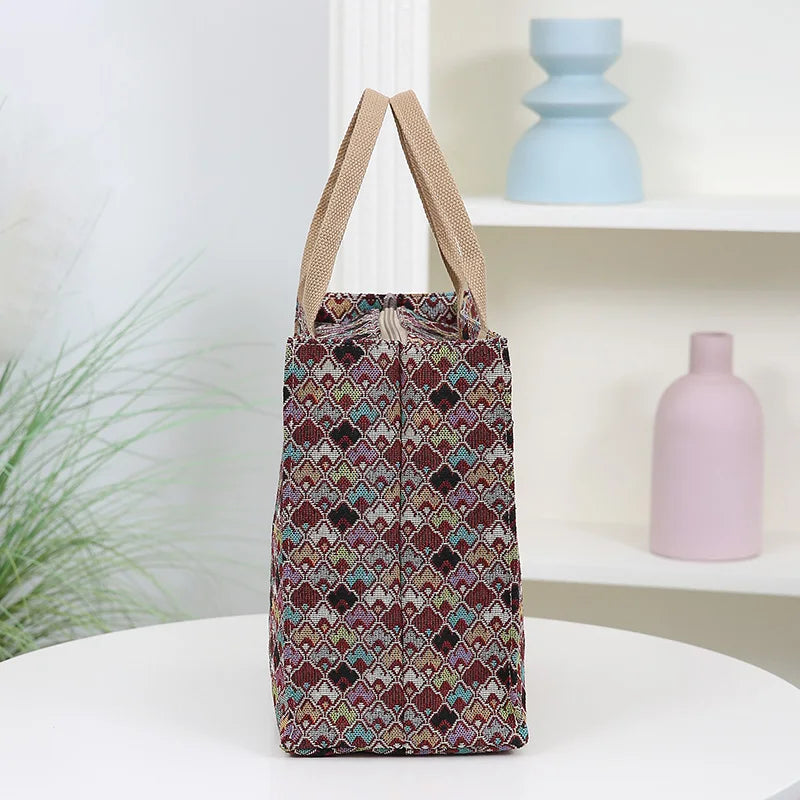 Thickened Jacquard Fabric Large Capacity Portable Bag | Square Storage Bag, Work Commute Handbag & Shopping Tote Luxegan