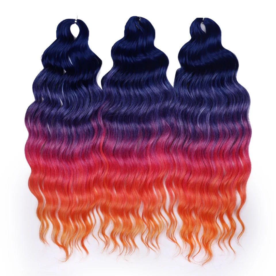 Synthetic Anna Curl Water Wave Crochet Braiding Hair – 24 Inch | 300g | 60 Strands | 88 Ombre & - view 16