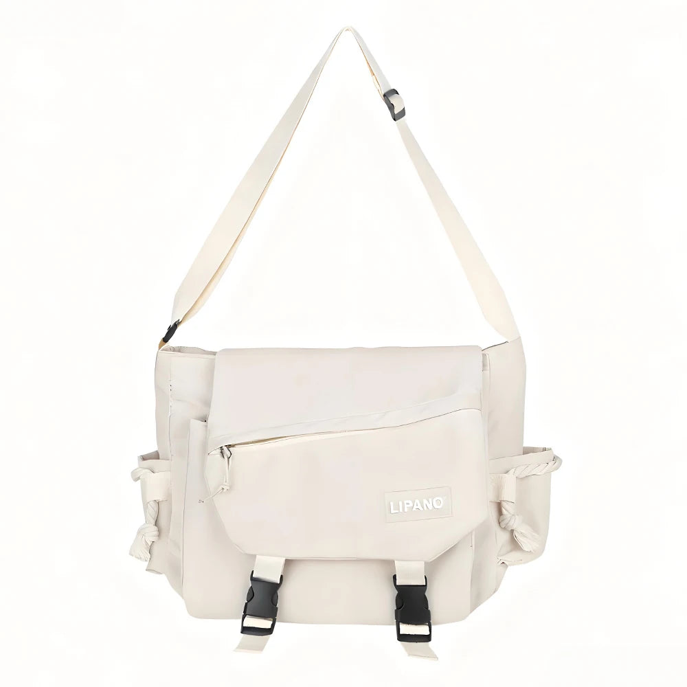 Large Capacity Retro Workwear Postman Bag | Unisex Nylon Crossbody & Shoulder Bag | Fashionable Horizontal Square Satchel with Multi-Pocket Organization Luxegan