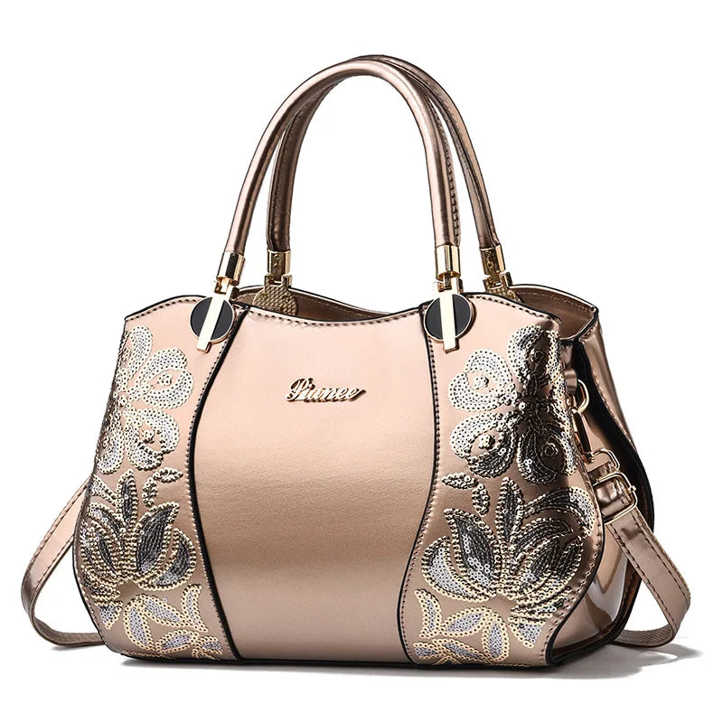New Patent Leather Shiny Women’s Bag | Luxury Designer Atmospheric Handbag | High-Gloss Fashion Shoulder & Messenger Bag | Sophisticated Large Capacity Saffiano Satchel (Model 19NBY-124) Luxegan