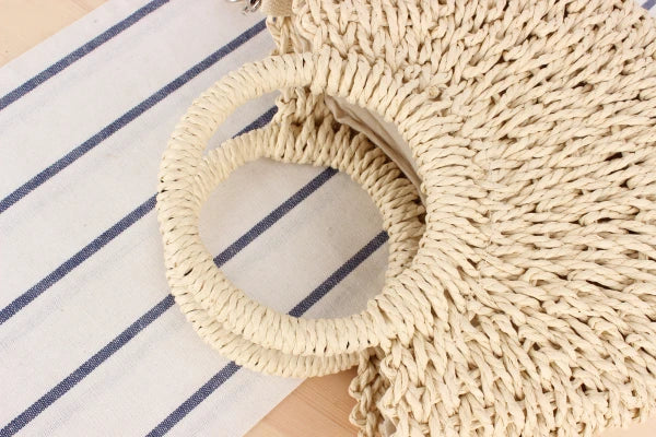 Summer Handmade Moon-Shaped Bag | Women's Woven Straw Bag & Top-Handle Tote Luxegan