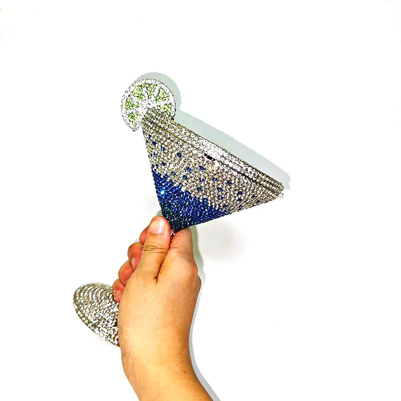 Funny-Shape Luxury Diamond Clutch | Sophisticated Crystal Evening Bag | Elegant Geometric Bridal Minaudière | "Dignified" Hard-Shell Metallic Purse for Evening Parties Luxegan