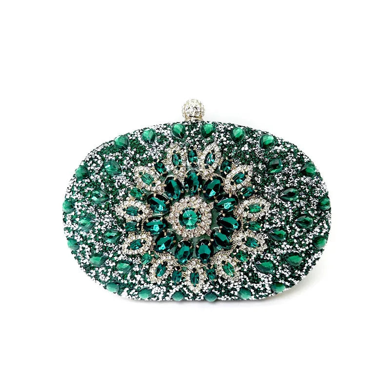 Luxury Diamond Evening Clutch for Women | Sparkling Crystal Wedding Handbag | Premium Beaded Party Purse with Cell Phone Pocket | Elegant Flap-Style Messenger Bag & Quality Gift Luxegan