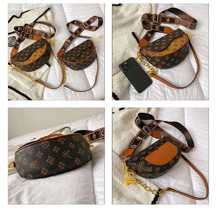 Designer Luxury Saddle Shoulder Bag | Sophisticated Letter-Patterned Clutch | Elegant Japanese & Korean Inspired Travel Tote | "Dignified" Hard-Shell PU Purse with Flap-Pocket Utility Luxegan