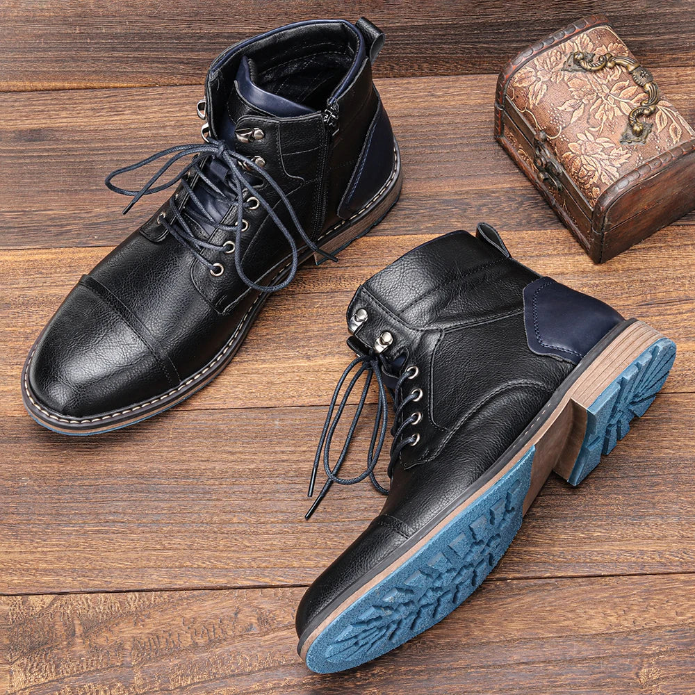 Brogue Chelsea Men's Boots | American Style Comfortable Fashion Leather Boots (Low Heel) Luxegan
