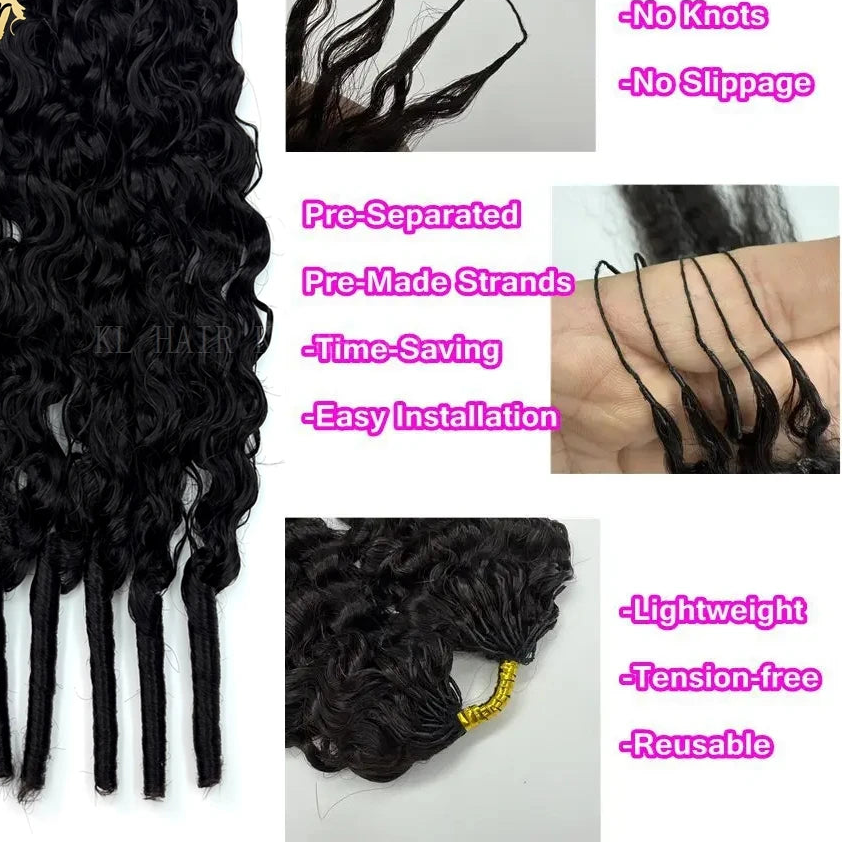 Burmese Curly Feather Crochet Human Hair Extensions – Pre-Looped, Pre-Separated Knotless Braiding Hair Luxegan
