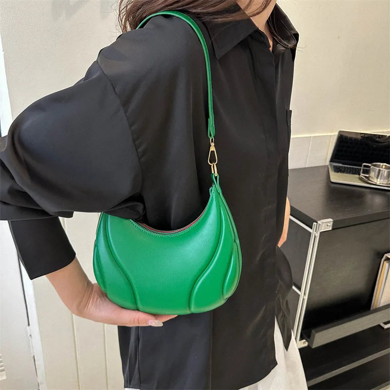 Y2K Retro Leather Hobo Bag | Soft Solid Color Shoulder & Crossbody Luxegan