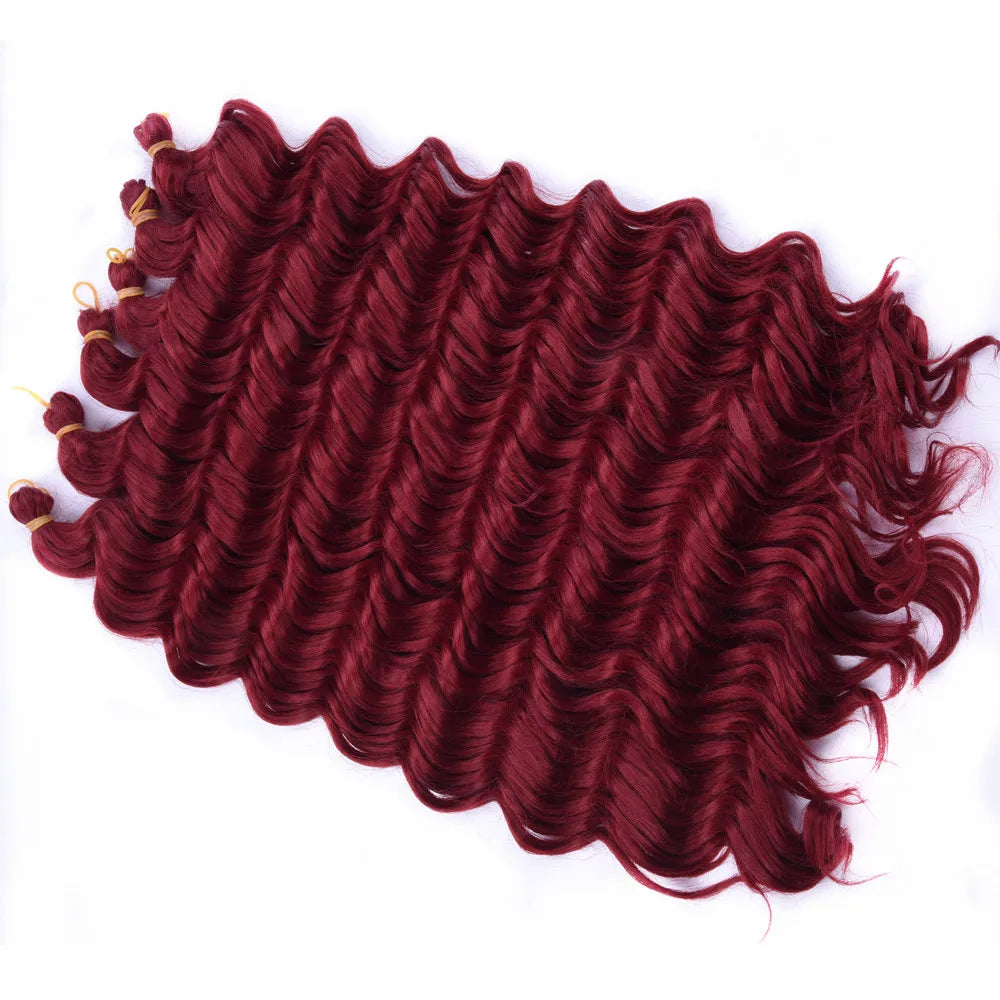 20" Deep Curly Crochet Braiding Hair | Deep Wave Bulk Synthetic Braid Extensions | 23 Colors