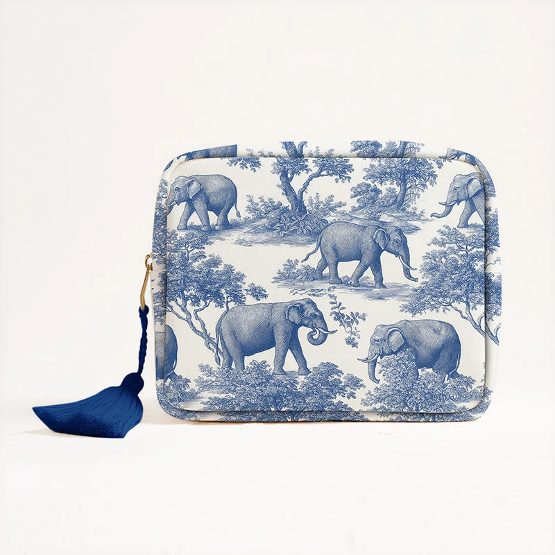 Custom Canvas Print Ladies' Cosmetic Bag | Portable Travel Makeup Storage Pouch | Daily Use Large Capacity Canvas Clutch for Women Luxegan