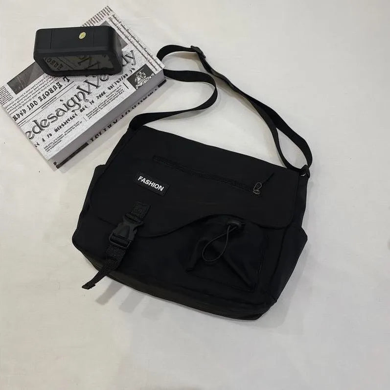 Japanese Simple Messenger Bag | Student Nylon Waterproof Canvas Handbag & Shoulder Crossbody Bag