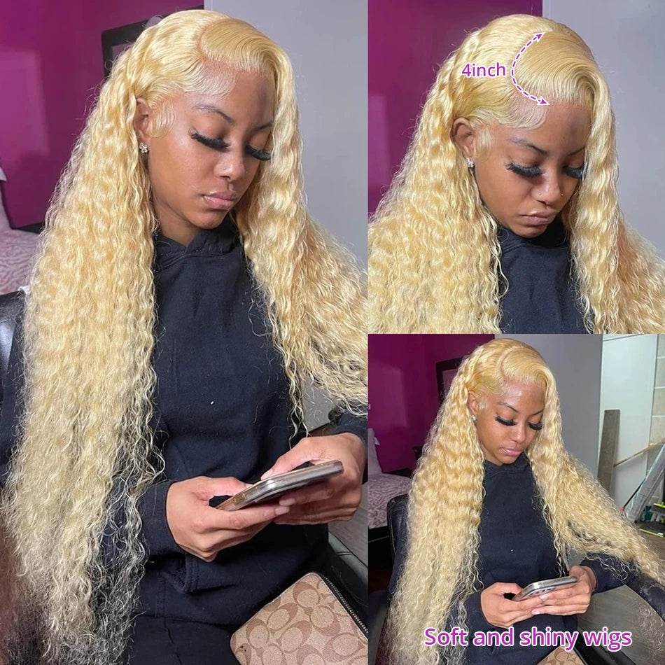 613 Blonde Lace Front Wig 13X6 Hd Lace Frontal Wig Curly Lace Front Human Hair Wig 13X4 Deep Wave Frontal Wigs For Women
