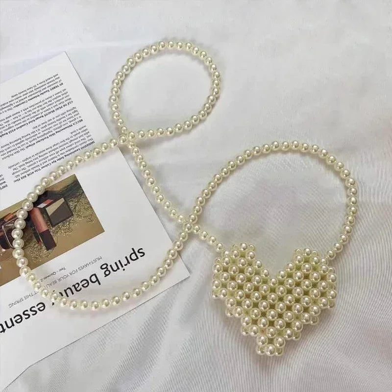 Heart Mini Bag | Cute Pearl Shoulder & Crossbody Bag Luxegan