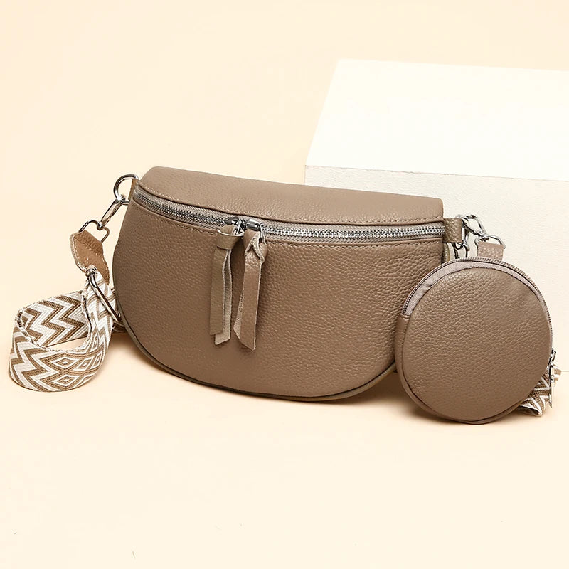 Soft Genuine Leather Saddle Crossbody | Casual Phone Pouch & Handbag Luxegan