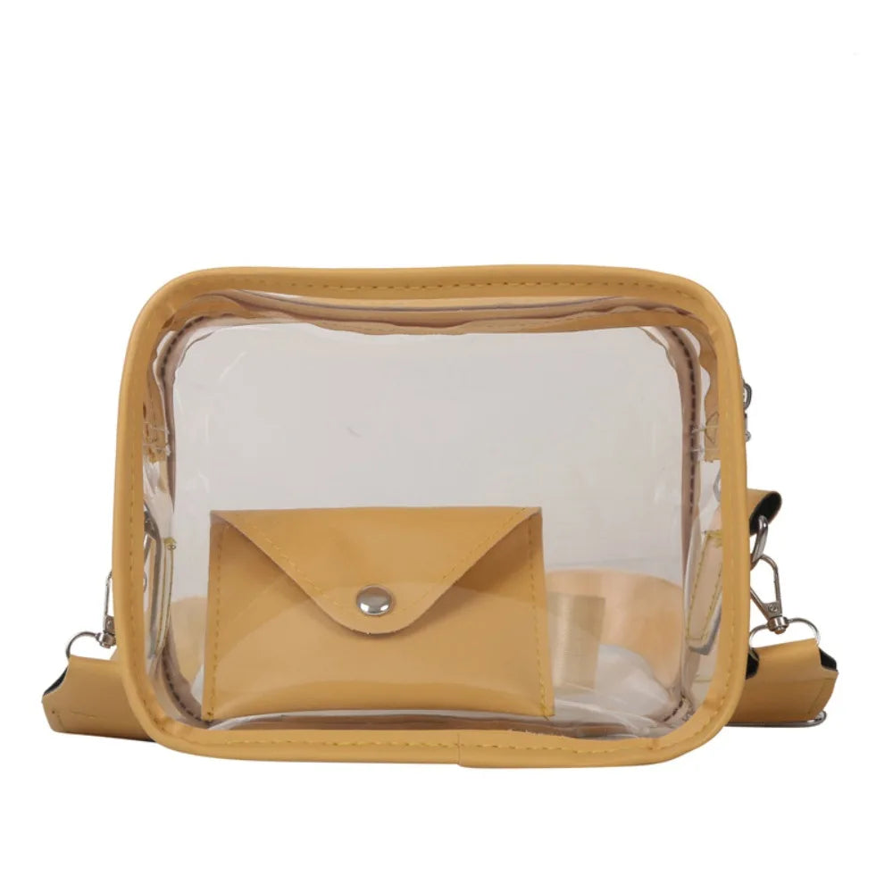 Transparent PVC Jelly Bag | Sophisticated Candy-Color Square Handbag | Elegant Casual Letter-Detail Crossbody | "Dignified" Modern Tote for Versatile "Chic" Styling Luxegan