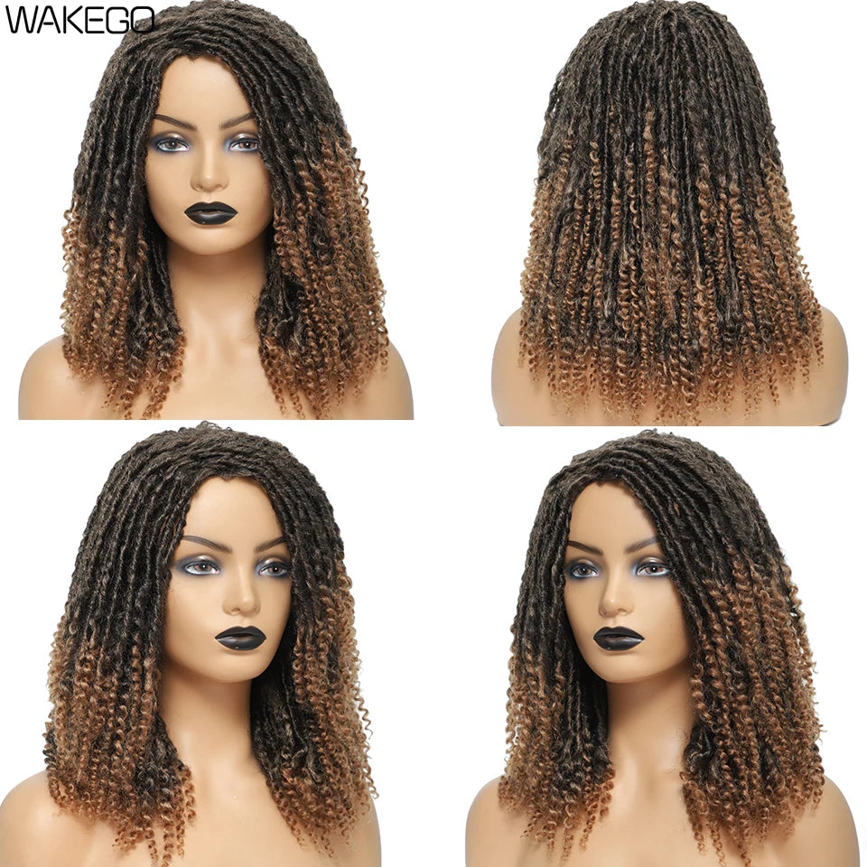 12 Inch Curly Faux Locs Dreadlock Wig | Machine or Headband Cap