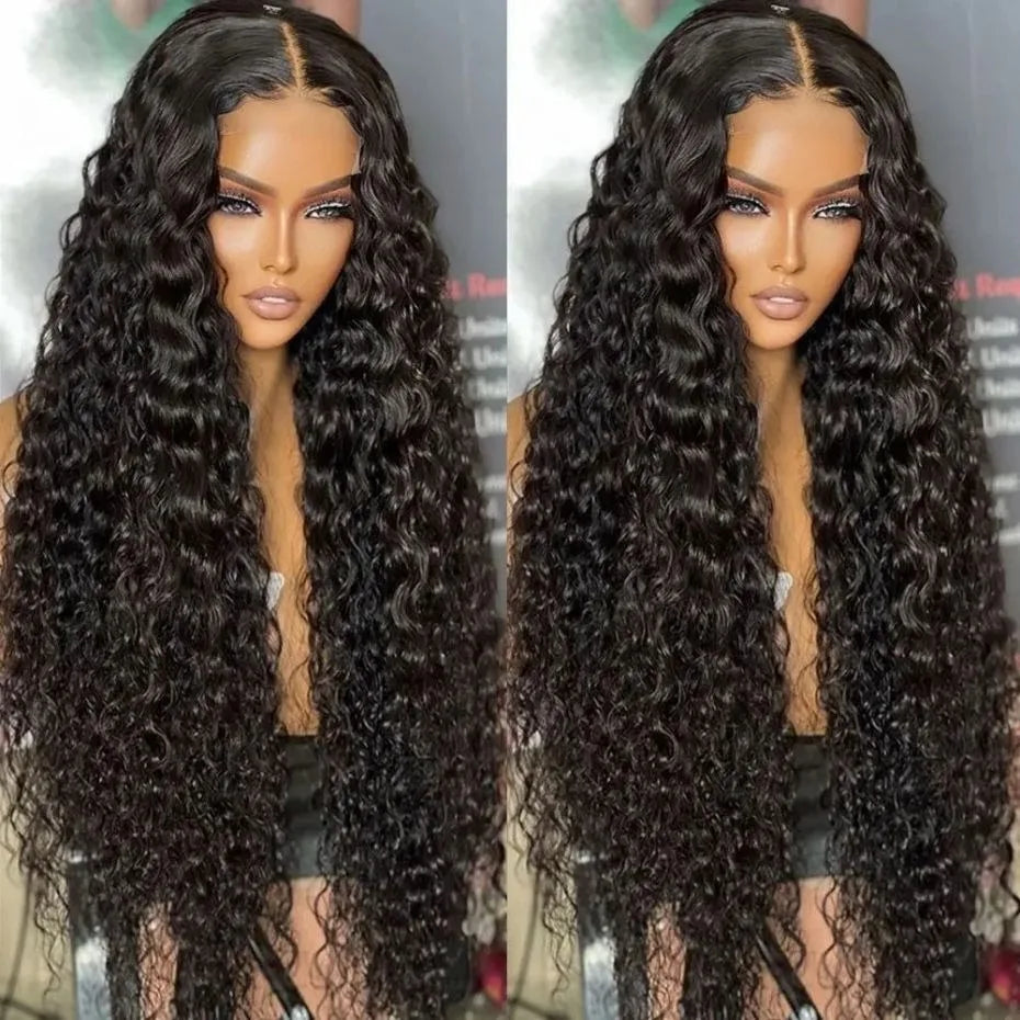 40-Inch Curly Water Wave HD Lace Frontal Wig | Sophisticated 13x6 Transparent Lace | Elegant "Brazilian Remy" Ultra-Long Silhouette | "Dignified" Pre-Plucked Human Hair for Radiant Versatile Styling Luxegan