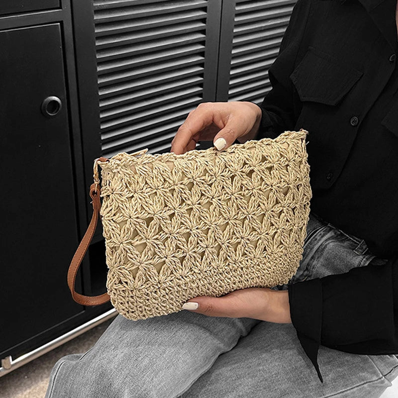 Straw Crossbody Bag for Women | Summer Woven Shoulder Bag & Raffia Beach Wristlet Luxegan