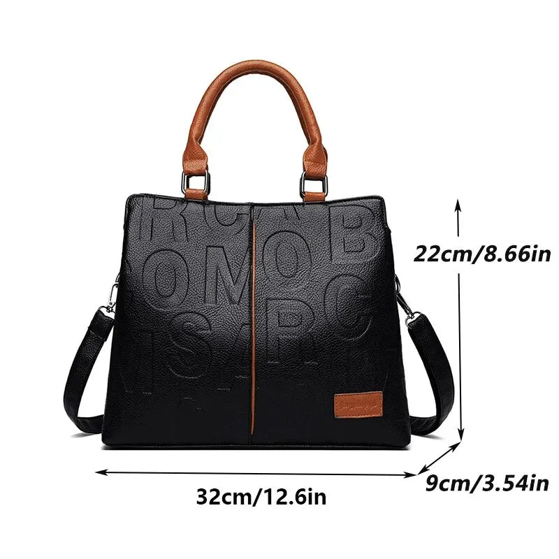 Women's Luxury Designer PU Leather Crossbody Bag | Large Capacity Casual Travel Handbag | Premium Microfiber Synthetic Leather Shoulder Tote | Multi-Compartment Zippered Daily Purse Luxegan