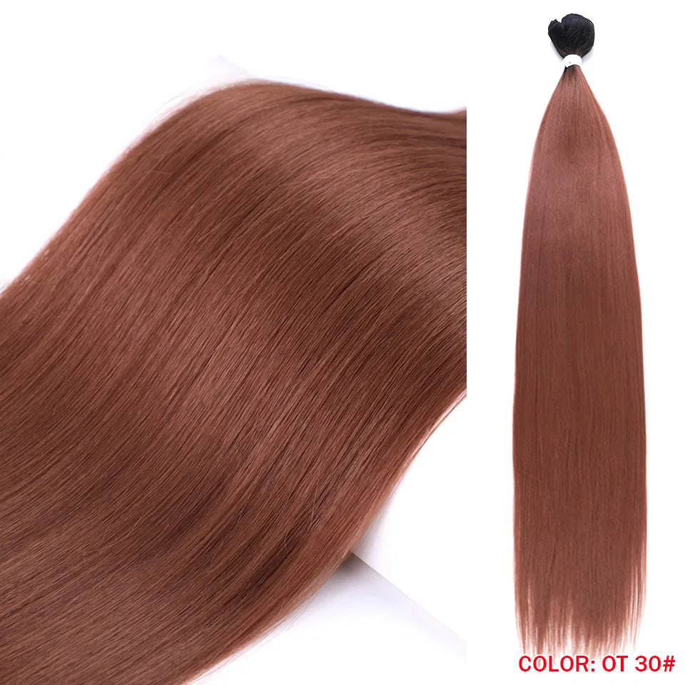30-Inch Yaki Straight Synthetic Hair Bundles – 100g | Ombre & Linen Colors | High-Temp Fiber - view 3