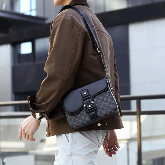 Fashion Square Mailman Bag | Sophisticated "Small Satchel" Silhouette | High-End Men's Business Commuter Bag | "Dignified" High-Performance PU Essential for Radiant Versatile Styling Luxegan