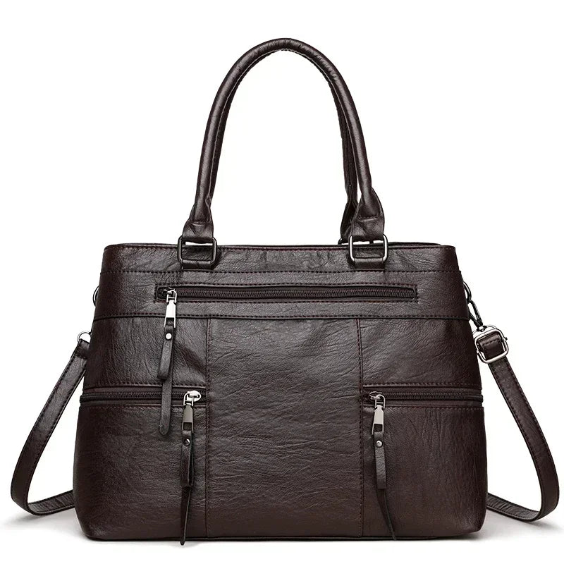 Women’s Elegant Top-Handle Handbag | High-Quality Microfiber Leather Shoulder Bag | Sophisticated Large Casual Tote | Fashion-Forward Crossbody Purse with Luxury Designer Appeal Luxegan
