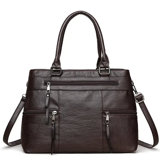 Women’s Elegant Top-Handle Handbag | High-Quality Microfiber Leather Shoulder Bag | Sophisticated Large Casual Tote | Fashion-Forward Crossbody Purse with Luxury Designer Appeal Luxegan