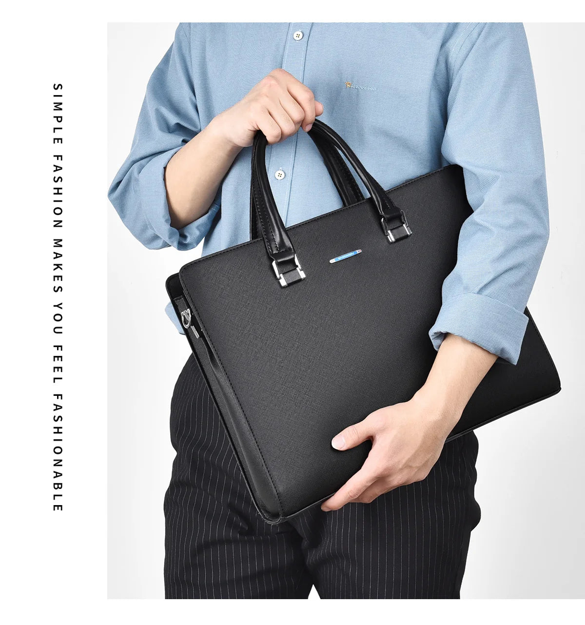 Luxury Office Business Briefcase | Sophisticated "14-Inch" Silhouette | Elegant Large Capacity Messenger Bag | "Dignified" High-Performance PVC Business Essential for Radiant Versatile Styling Luxegan