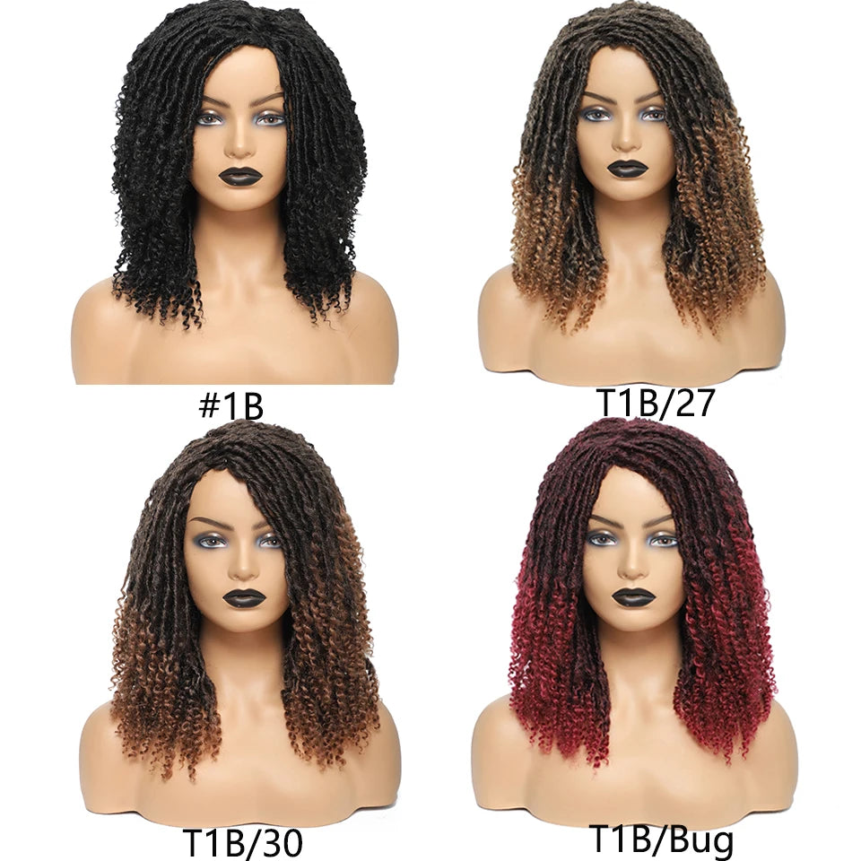 12 Inch Curly Faux Locs Dreadlock Wig | Machine or Headband Cap