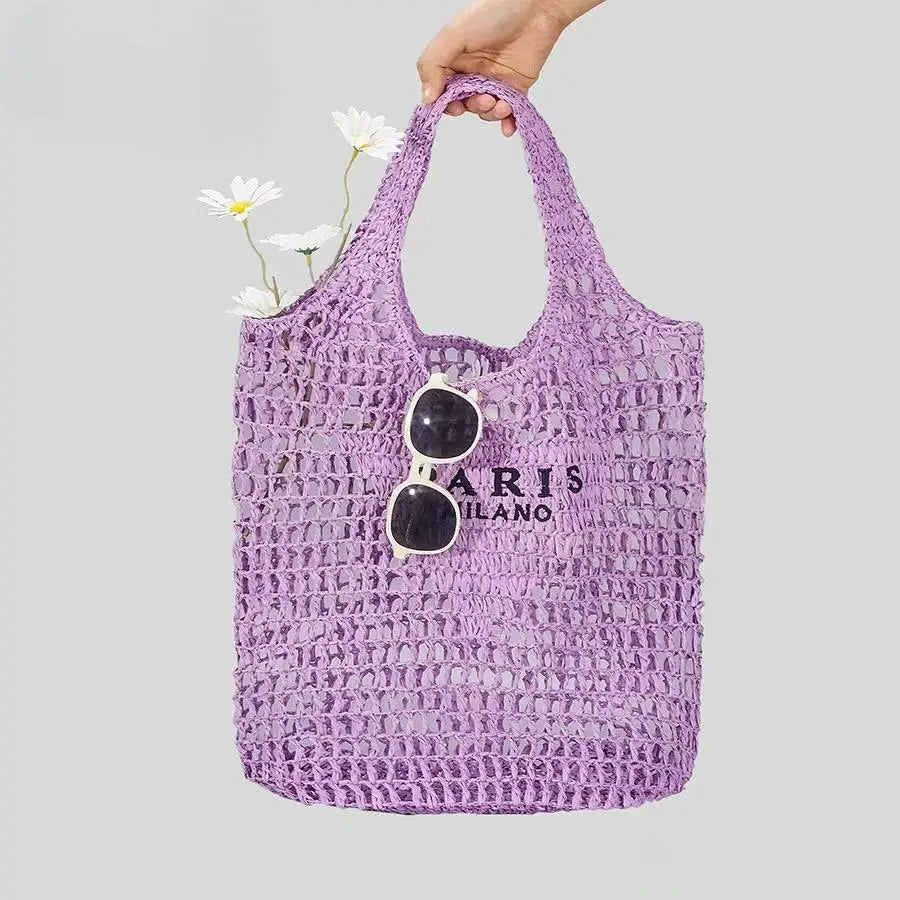 Soft Woven Summer Beach Tote | Large Capacity Hollow Out Handbag Luxegan