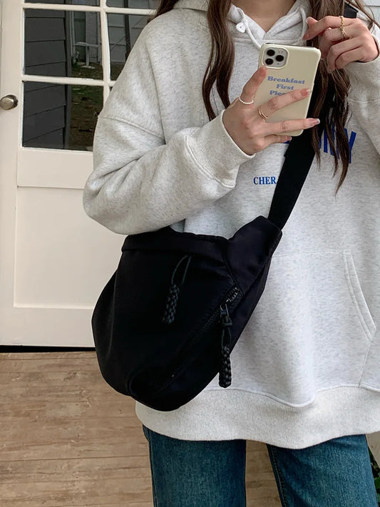 Large-Capacity Nylon Crossbody Hobo | Sophisticated Versatile Commuter Bag | Elegant Lightweight Sports Shoulder Bag | "Dignified" Soft Casual Tote for Daily Utility Luxegan