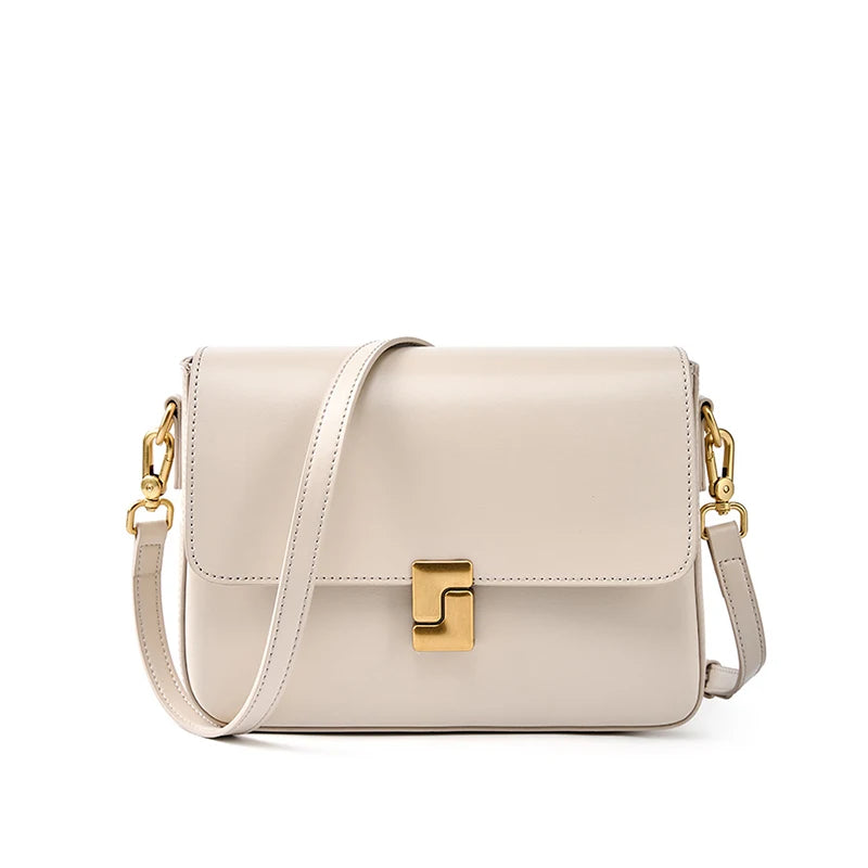 New Fashion Women's Genuine Leather Small Square Bag | Versatile Commuting Crossbody Shoulder Handbag Luxegan