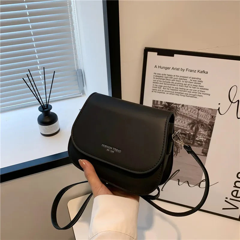 Vintage PU Leather Saddle Bag | Small Handbag with Lettering Luxegan