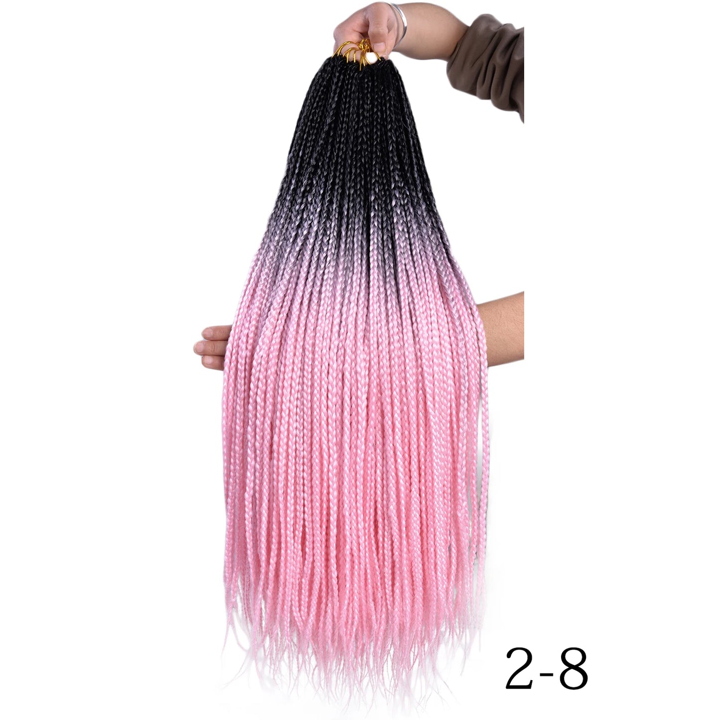 24-Inch Long Ombre Box Braids Crochet Hair - Pre-Looped Synthetic Braiding Hair Extensions - High Temperature Fiber 22 Strands/Pack Piano Color Crochet Braids for Women & Girls (27 Colors Available)