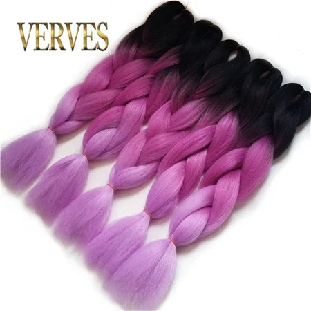 Synthetic Jumbo Braid Kanekalon Braiding Hair 24in | Ombre & Solid Colors | 100g