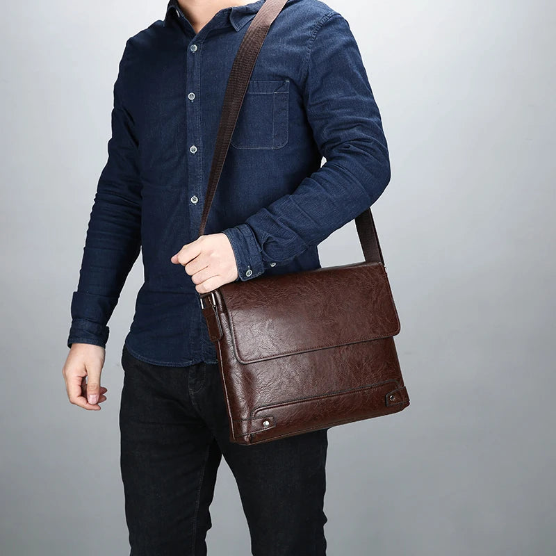 Large Capacity PU Leather Business Bag | Men's Fashion Shoulder & Work Crossbody Satchel Luxegan