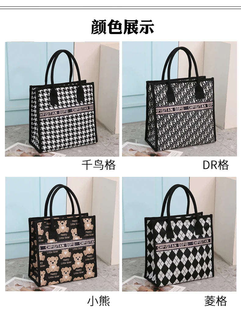 New Arrival! Fashionable Top-handle Bag with Cute Cat Pattern | Large Capacity Mommy Bag for Women, Perfect for Work and Commuting Luxegan