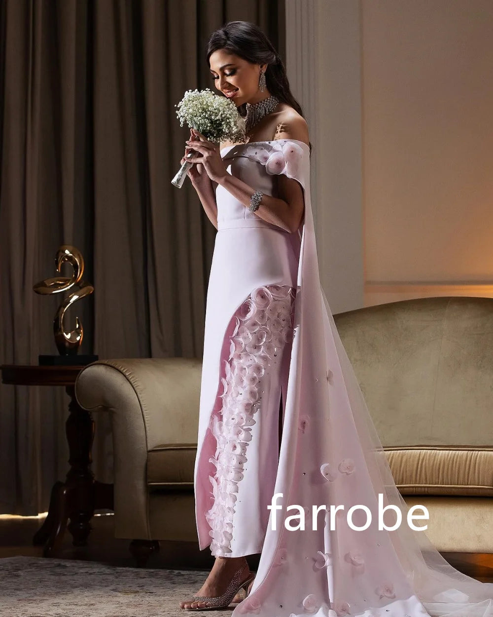 Customized Exquisite Jersey Pleat Flower A-line Off-the-shoulder Midi Dresses Homecoming Dresses Modern Style Pastrol Unisex For