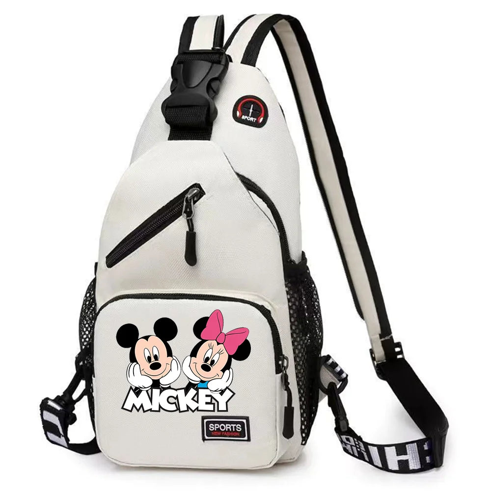 Mickey Minnie Mouse Cartoon Shoulder Bag | Unisex Multi-functional Oxford Fabric Backpack & Casual Chest Business Travel Pack Luxegan