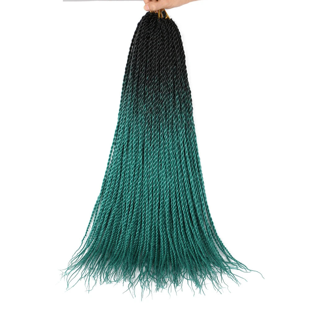 24-Inch Long Ombre Box Braids Crochet Hair - Pre-Looped Synthetic Braiding Hair Extensions - High Temperature Fiber 22 Strands/Pack Piano Color Crochet Braids for Women & Girls (27 Colors Available)