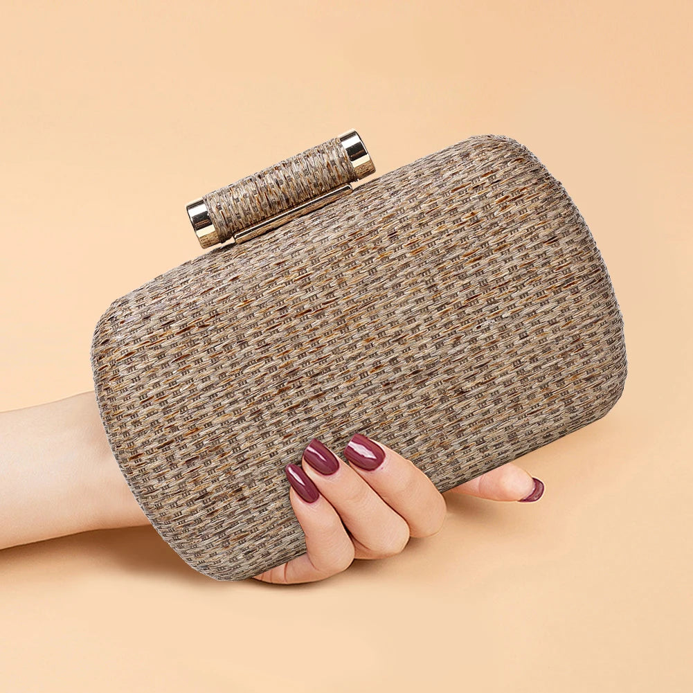 Summer Crochet Vintage Dinner Bag | Hand-Woven Straw Weaving Clutch Bag & Chain Crossbody Bag Luxegan