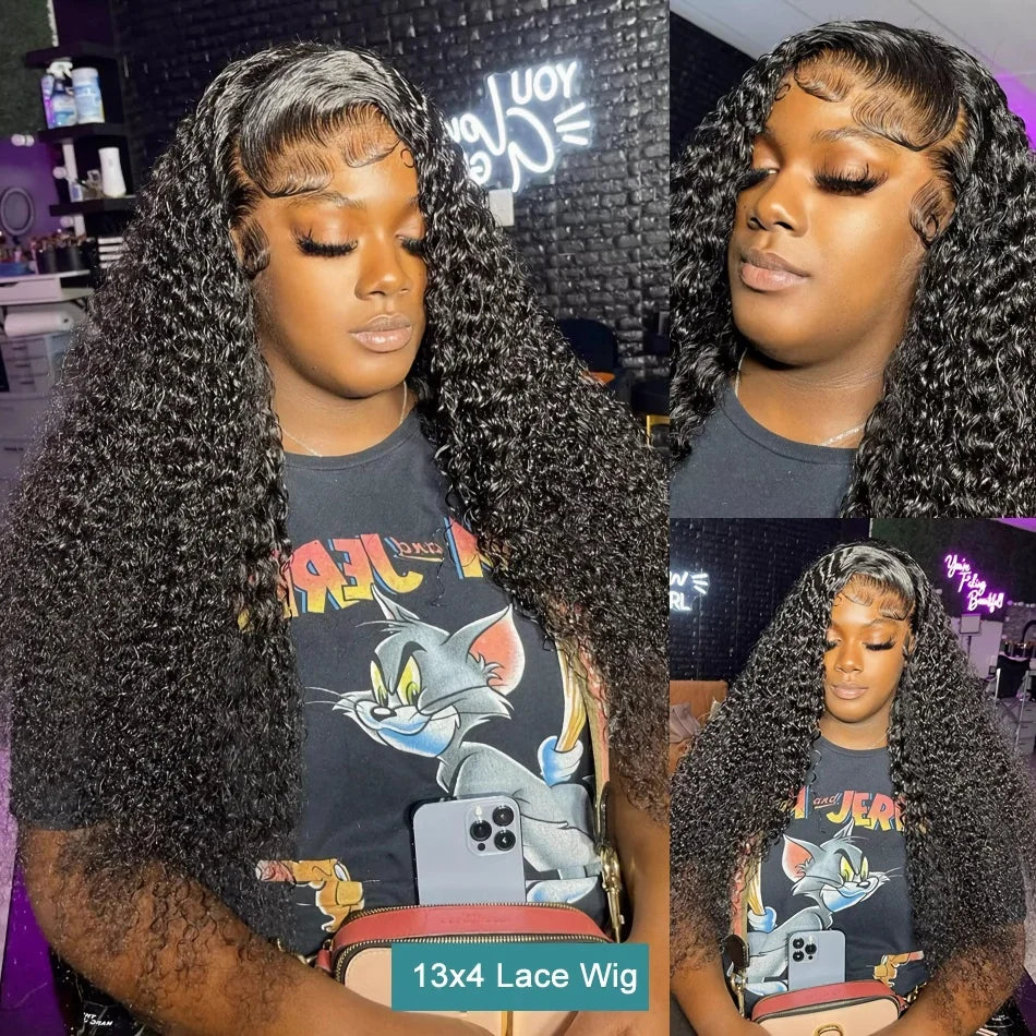 Deep Wave 200% Density Glueless Lace Wig - 13x6 / 13x4 Transparent Lace Frontal & 6x4 Wear-and-Go Human Hair Wig - 100% Brazilian Remy Water Curly Long Wig for Women (32-34 Inch) Luxegan