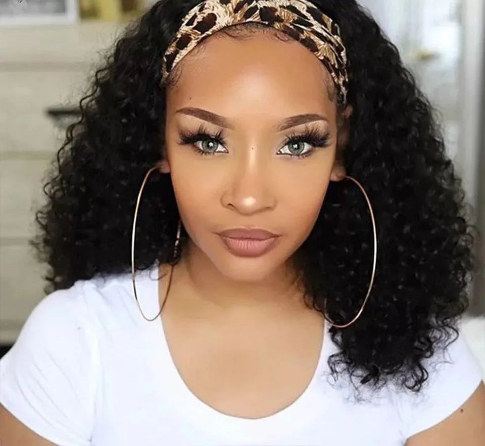 180% Density Jerry Curly Headband Wig | Glueless Brazilian Remy Human Hair Luxegan