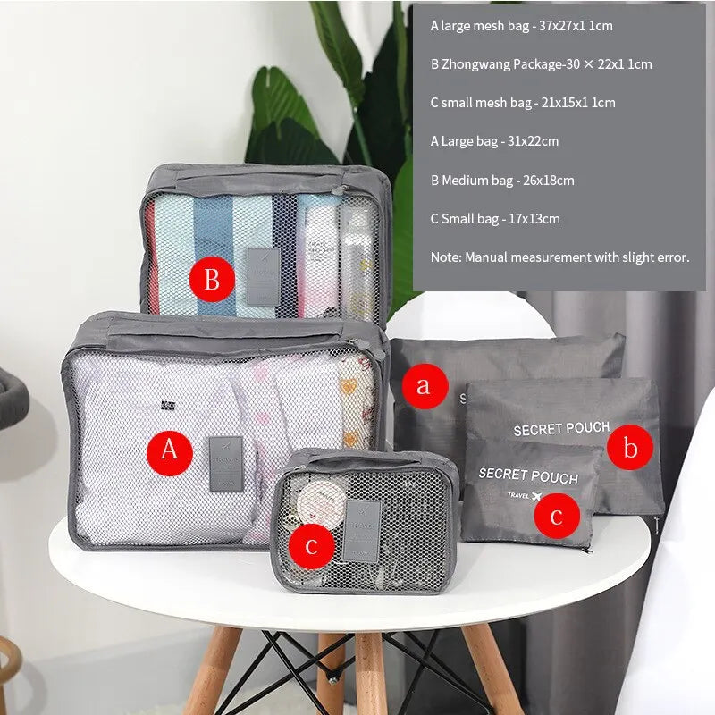 6-Piece Travel Storage Bag Set | Portable Luggage Organizer & Packing Cubes Luxegan