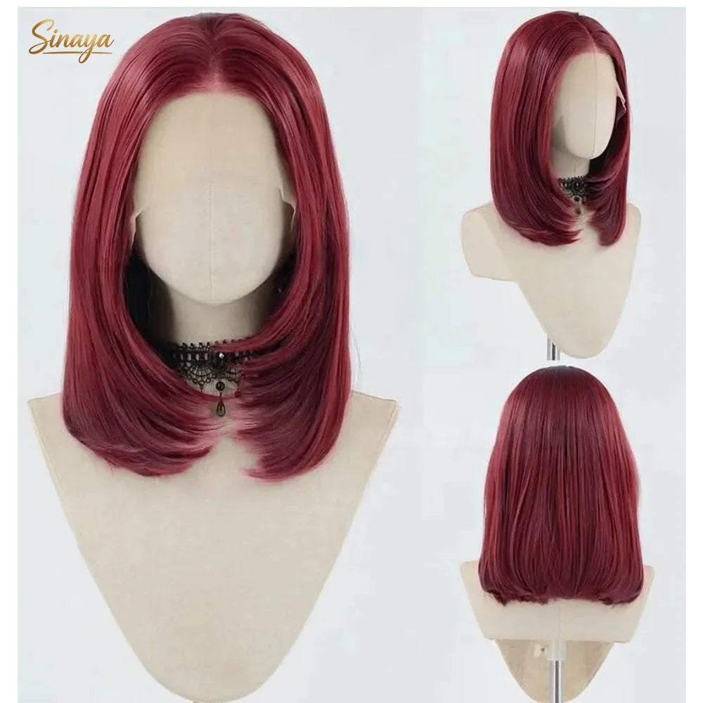 Light Pink Layered Straight Bob | Sophisticated 13x4 HD Transparent Lace Frontal | Elegant 12-Inch High-Temperature Fiber Wig | "Dignified" Natural Hairline Glueless Wig for Daily Wear & Cosplay Luxegan