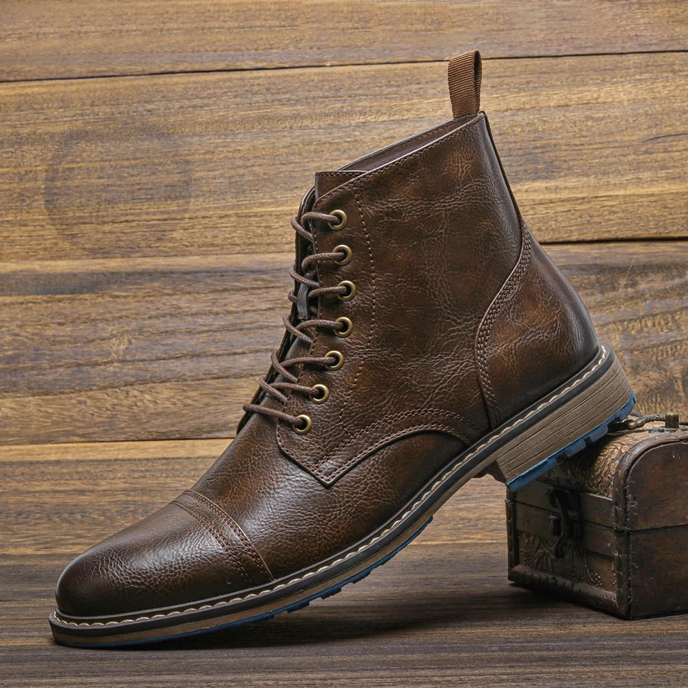 Brogue Chelsea Men's Boots | American Style Comfortable Fashion Leather Boots (Low Heel) Luxegan