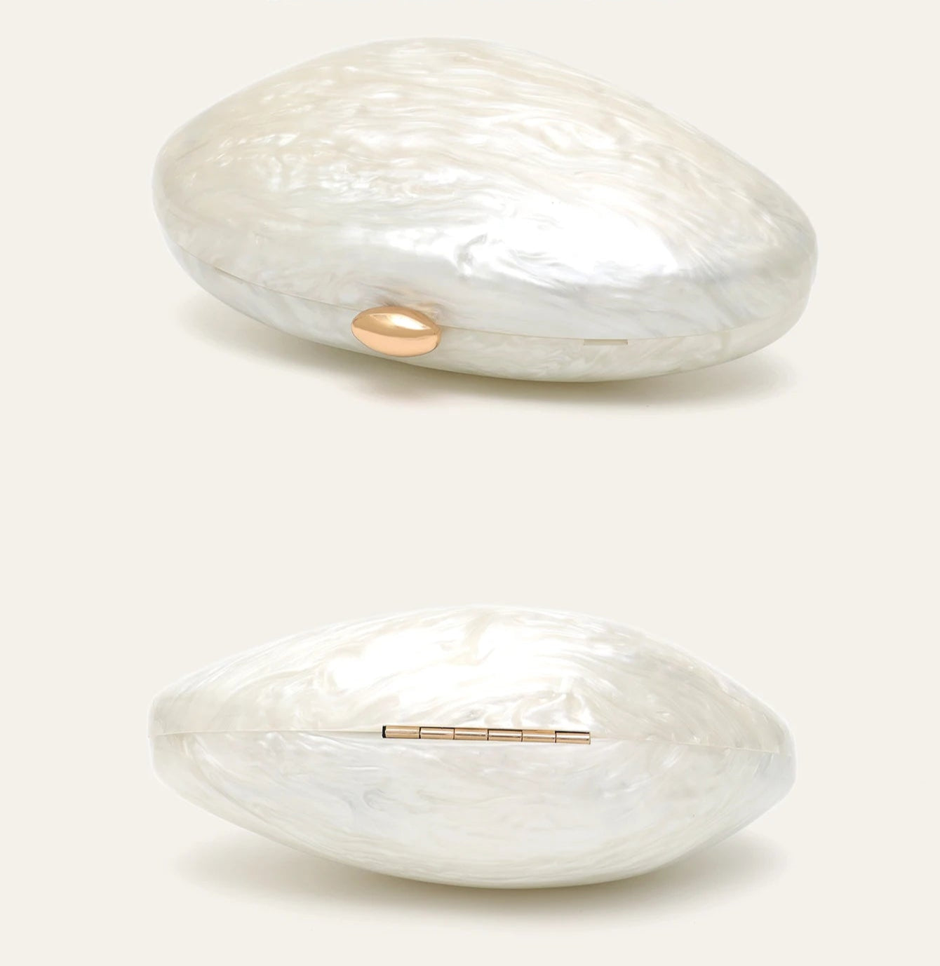 Glamorous Shell Minaudiere | Elegant Acrylic Evening Clutch Luxegan