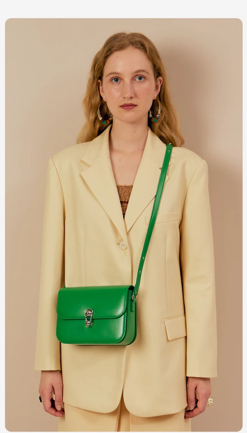 Women's Bag Luxury Brand | New Fashion Shoulder & Crossbody Square Bags (Designer Split Leather Tote Handbag with Lock) Luxegan