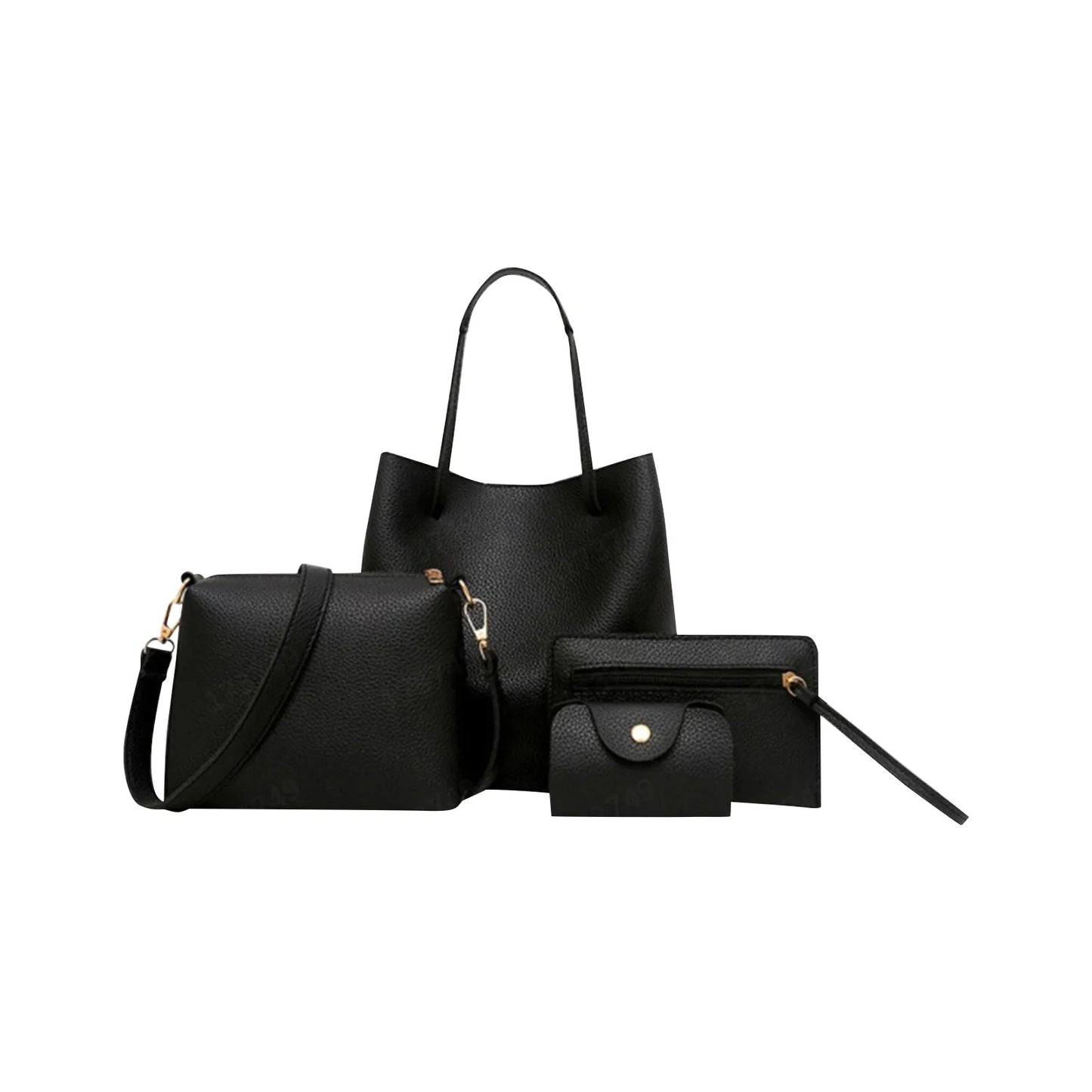 4pcs Women Lady Fashion Handbag Set | Shoulder Bags, Tote, Purse, Messenger Satchel & Crossbody with Card Case Holder Wallet for Girls Luxegan